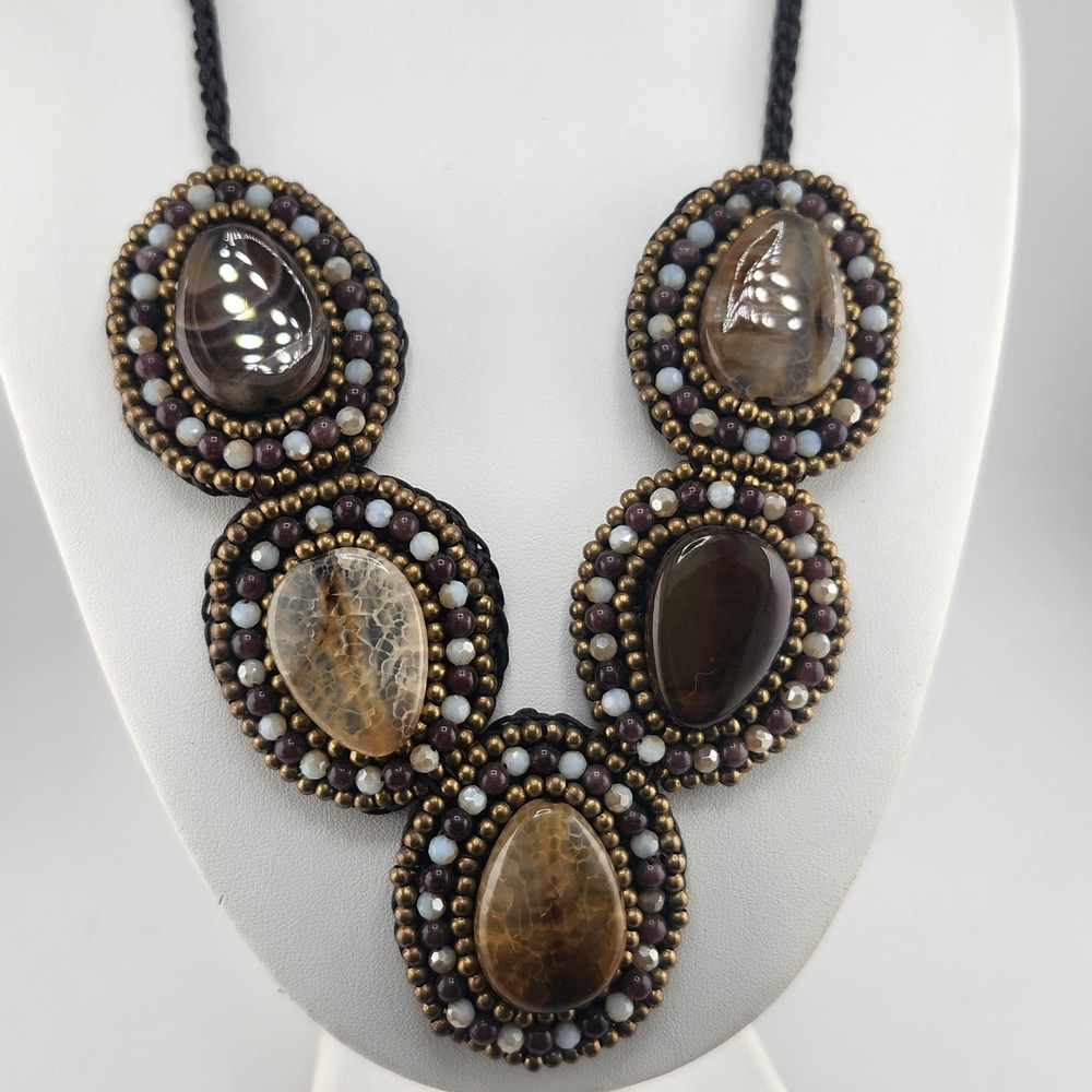 Woven Stone‎ Statement Necklace Boho